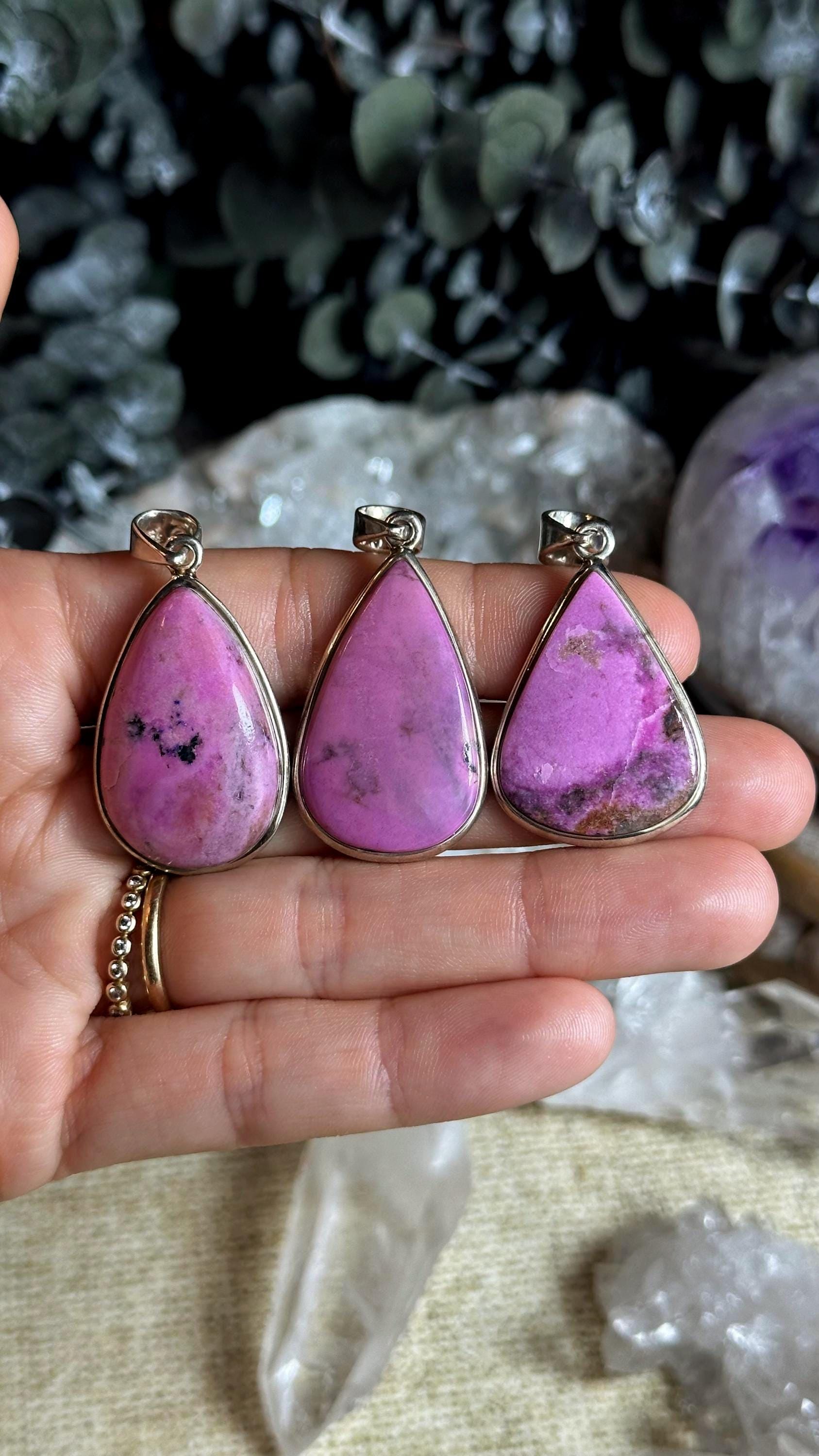 Pink Cobalto Calcite Pendant Necklace: .925 Sterling Silver, 18" Chain