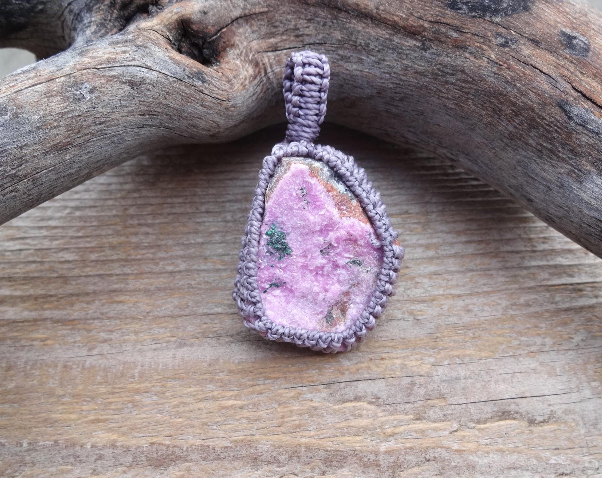 Pink Cobalto Calcite Necklace, Rough Druzy Geode Pendant, Raw Stone Jewelry