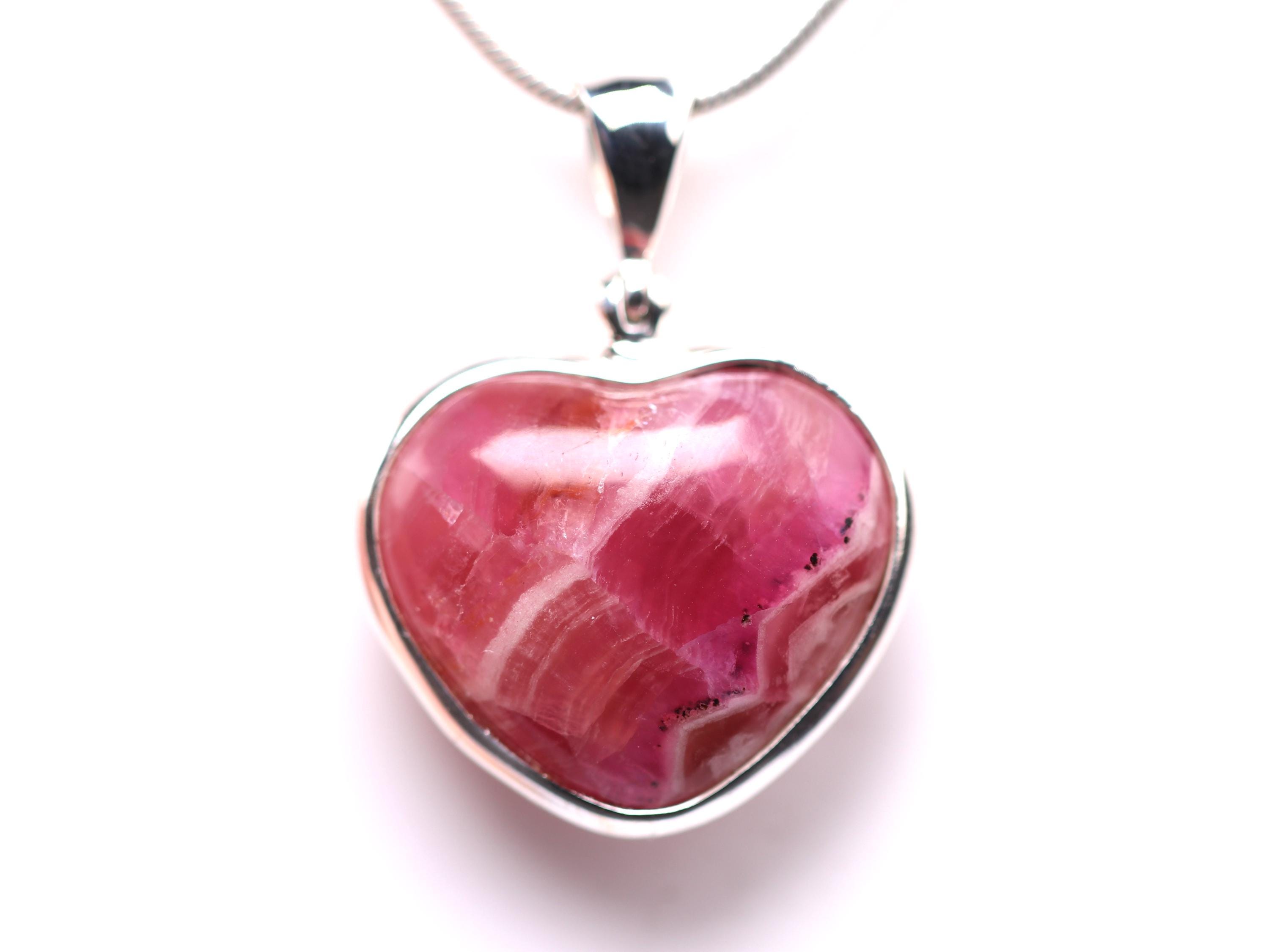 Sterling Silver Pink Pink Cobalto Calcite Heart Pendant - One Of A Kind Jewelry - Gemstone Necklace