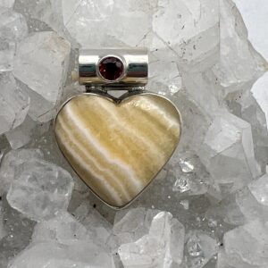 Yellow Calcite Crystal Heart Pendant