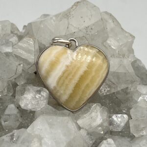 Yellow Calcite Crystal Heart Pendant