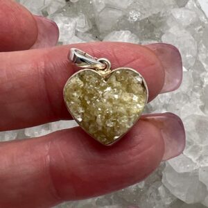 Yellow Calcite Druzy Crystal Heart Pendant