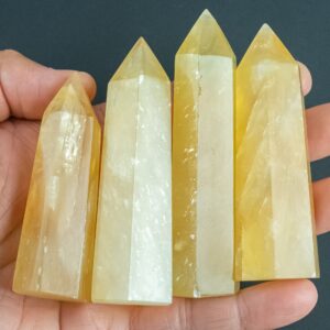 1 Pc Natural Yellow Calcite Obelisk Tower Point Wand Healing Crystal Towers
