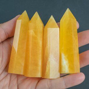 1 Pc Natural Yellow Calcite Obelisk Tower Point Wand Healing Crystal Towers