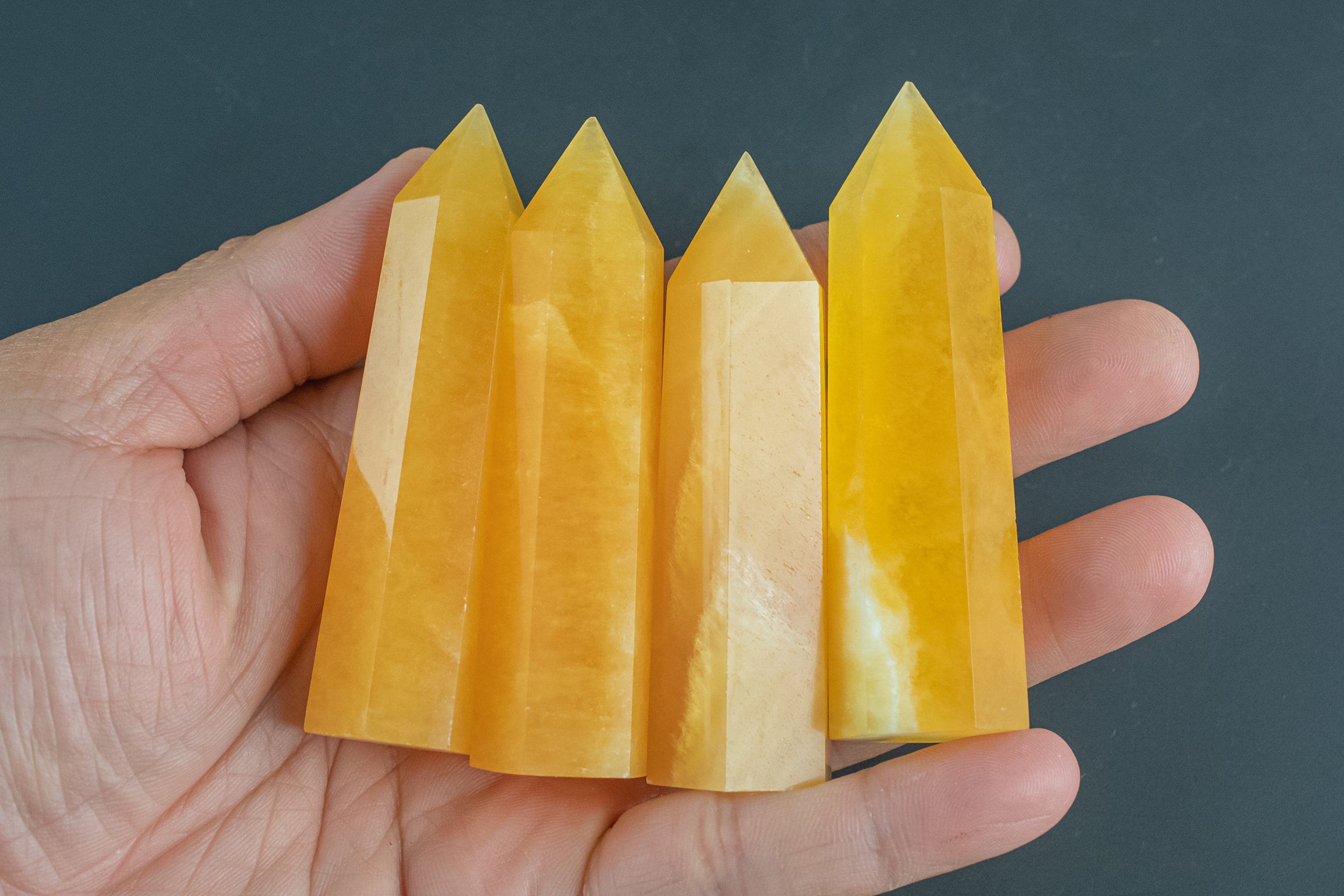 1 Pc Natural Yellow Calcite Obelisk Tower Point Wand Healing Crystal Towers