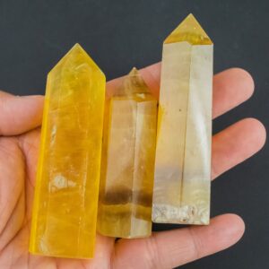 1 Pc Natural Lemon Yellow Calcite Obelisk Tower Point Wand Healing Crystal Towers