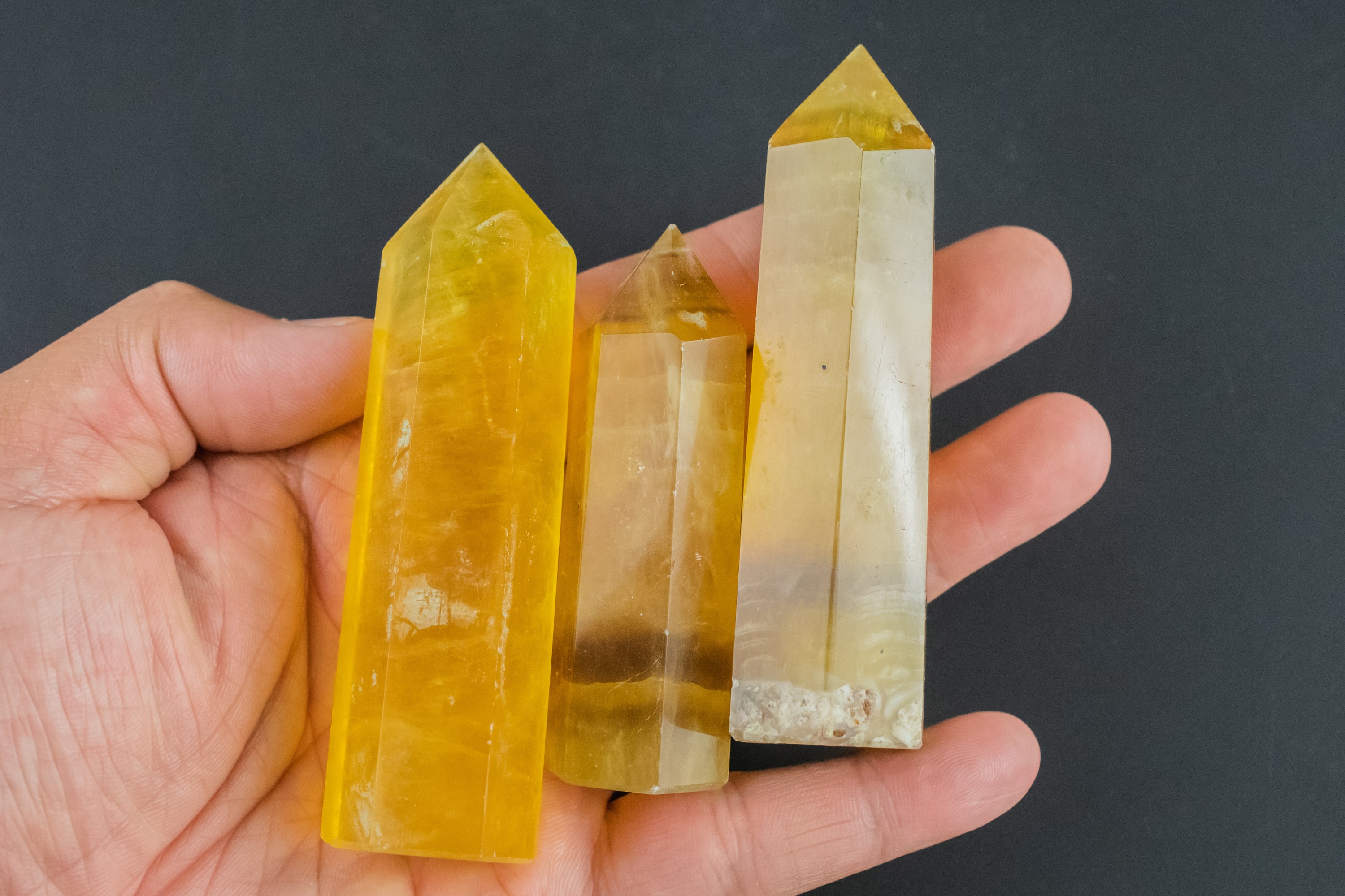 1 Pc Natural Lemon Yellow Calcite Obelisk Tower Point Wand Healing Crystal Towers