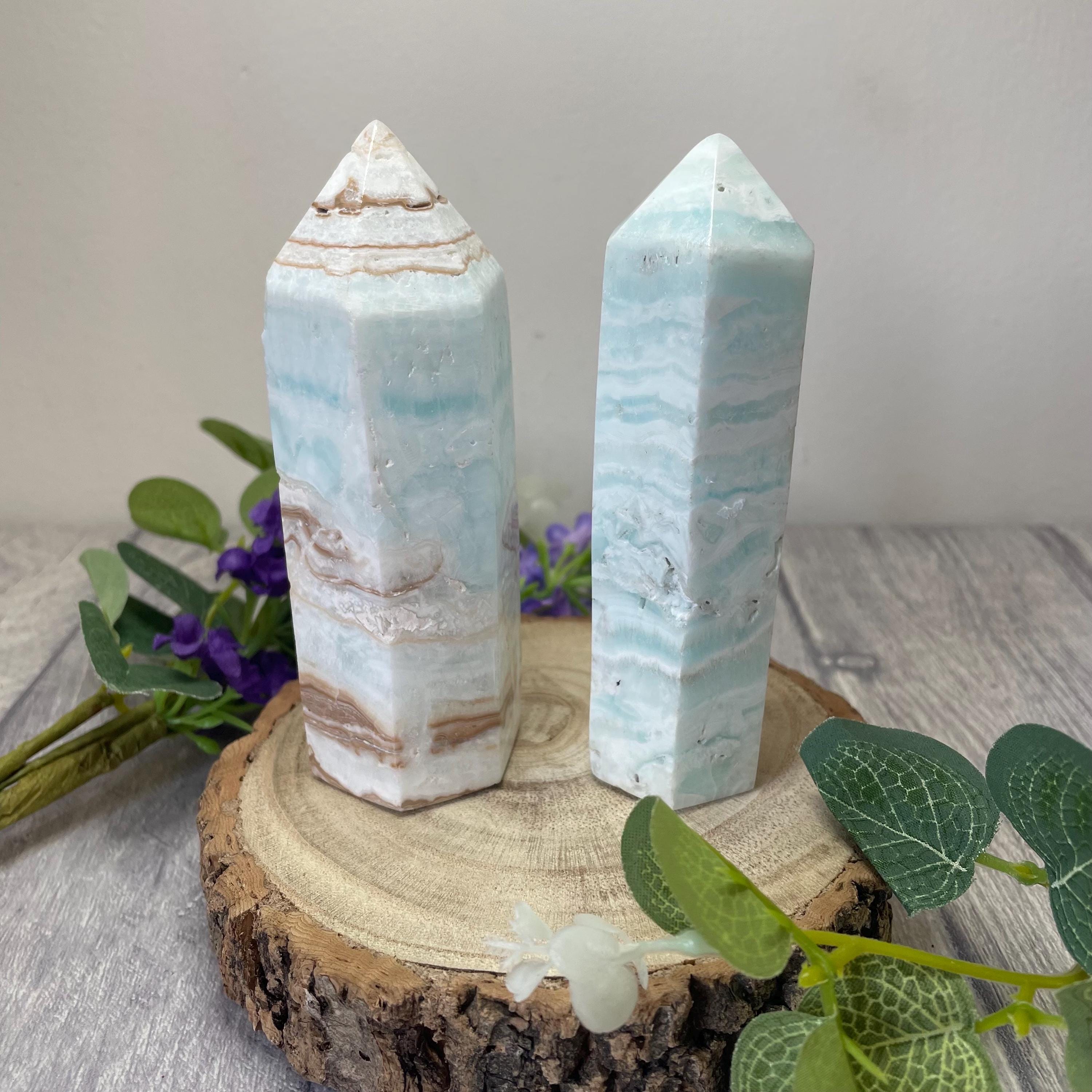 Aqua Blue Caribbean Calcite Standing Point