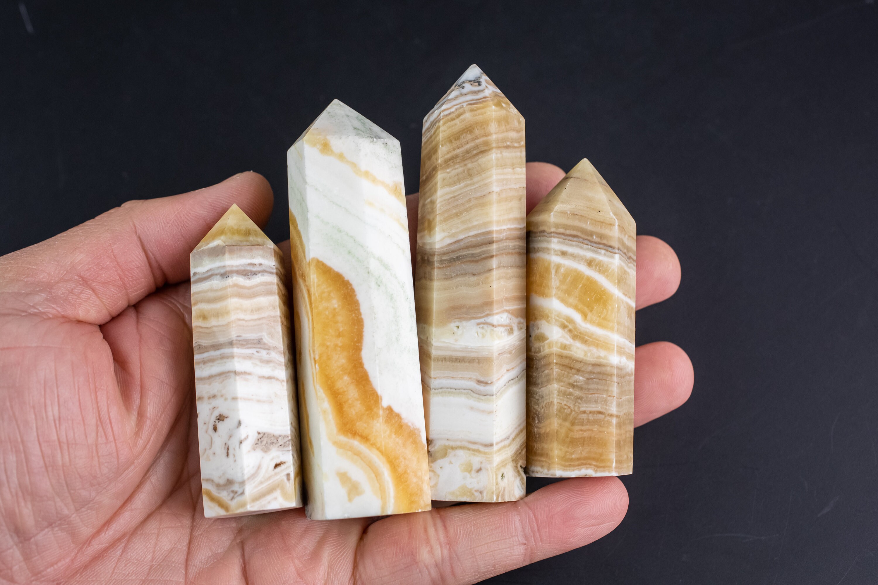 Banded Calcite Towers Crystal Obelisk Natural Crystals Tower Point Wand Healing Crystal Towers
