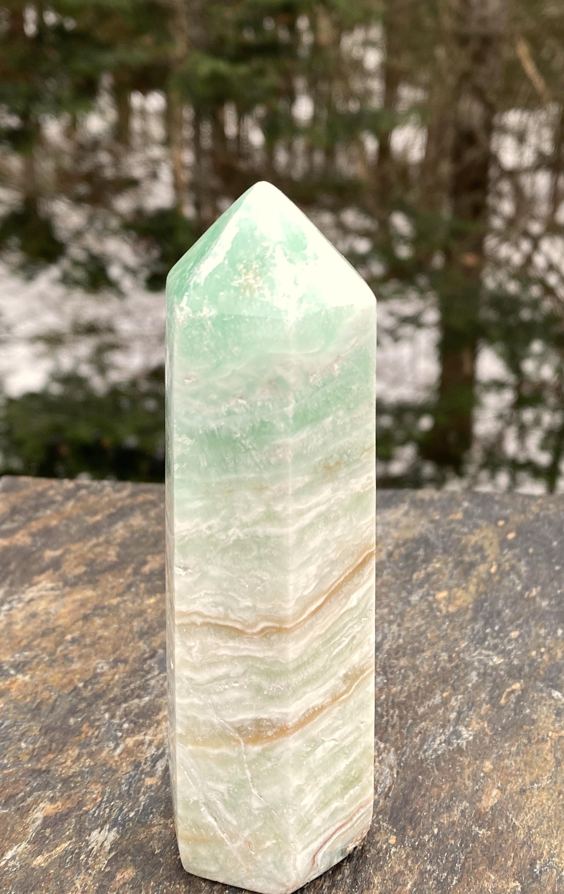 Caribbean Calcite  5" Tower Point Calm Spiritual Healing 31074et