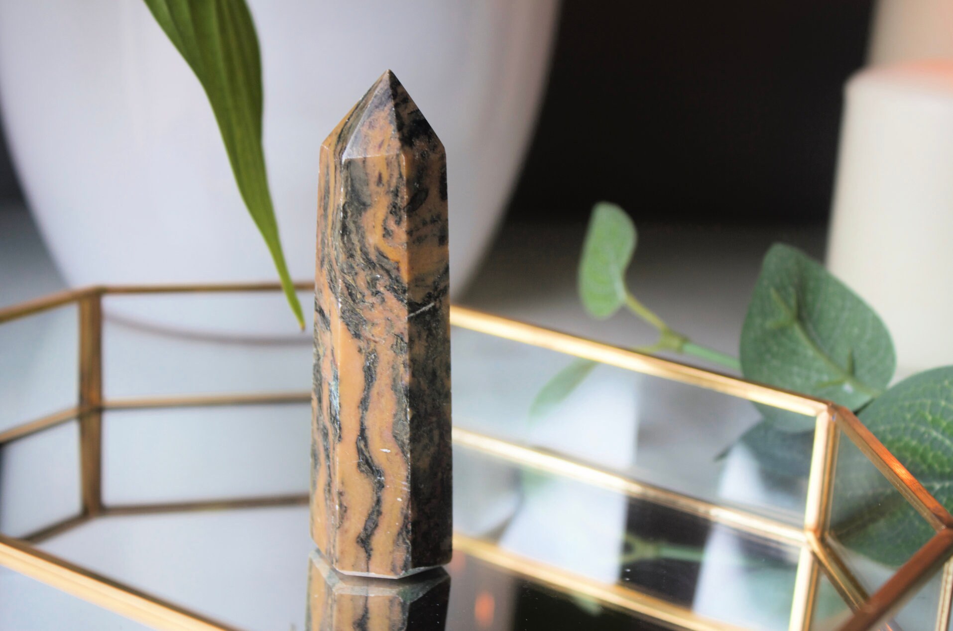 Chocolate Calcite Crystal Wand: Grounding Energy Healing Tower