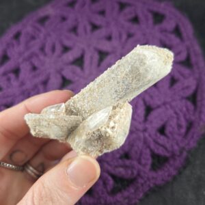 Danburite Crystal Point with Druzy Calcite Coating Natural Stones Crystals terminated untreated Charcas Mexico Danburite Crystal Point with Druzy Calcite Coating Natural Stones Crystals terminated untreated Charcas Mexico