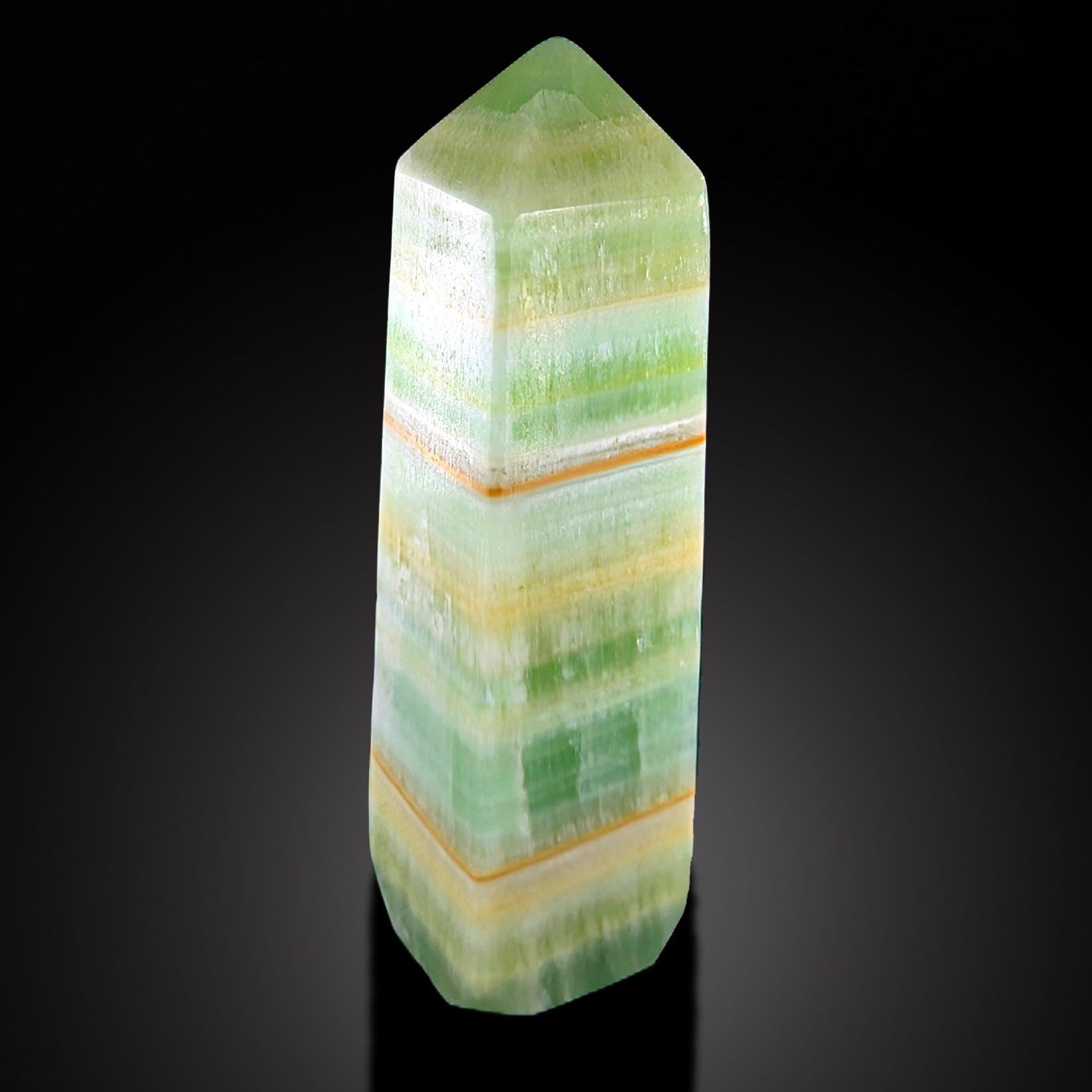 Green Caribbean Calcite Tower: Polished Lustrous Crystal, 200 Grams