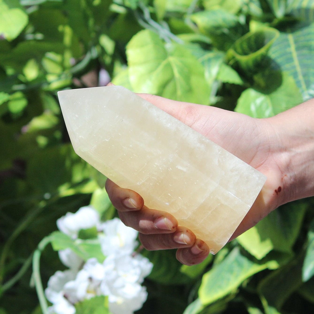 Large 160mm Honey Yellow Calcite Tower: Metaphysical Crystal Wand, Healing Stone