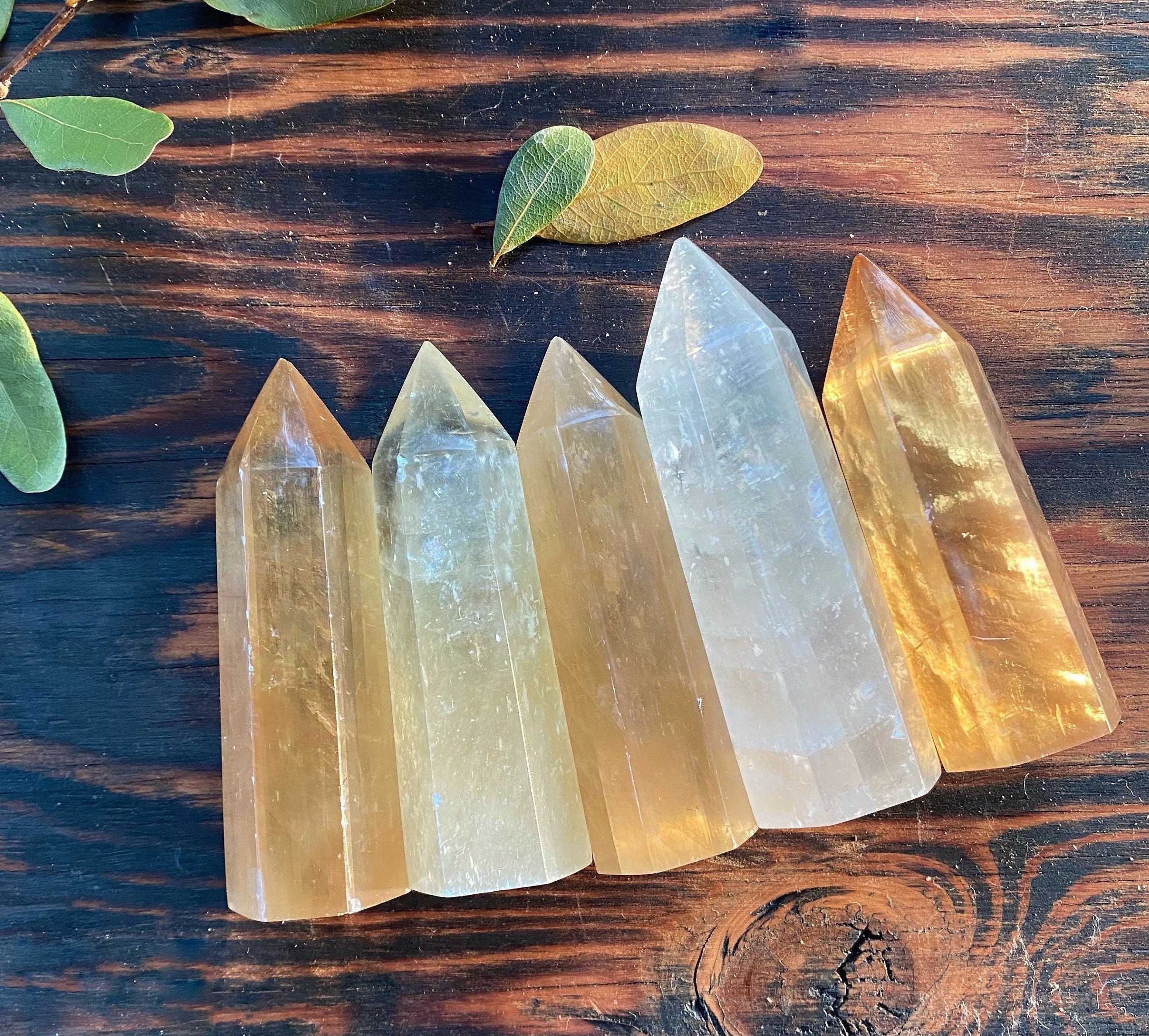 Optical Calcite, Optical Calcite Point, Honey Optical Calcite, Qty. 1 Optical Calcite, Optical Calcite Point, Honey Optical Calcite, Qty. 1