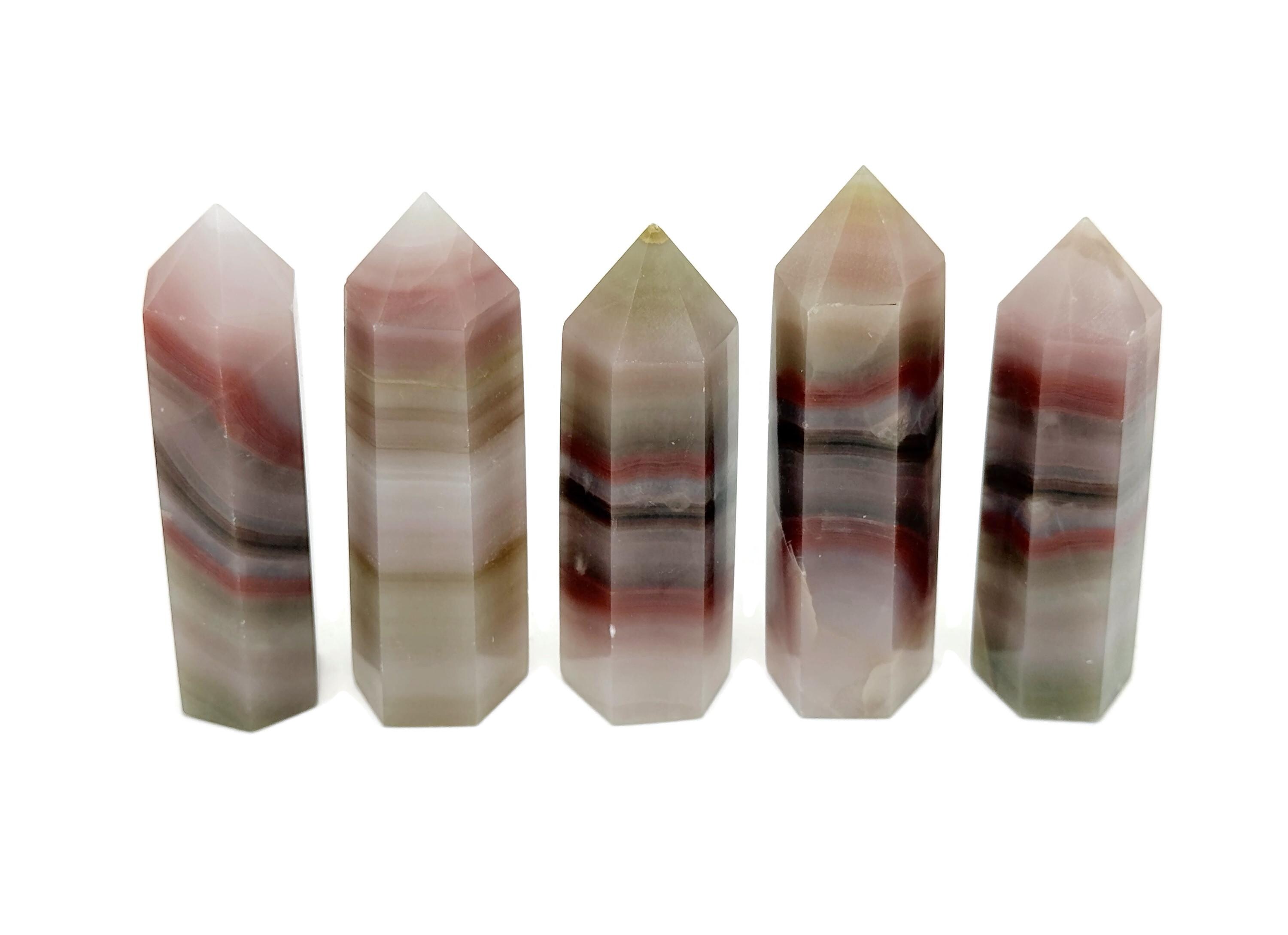 Pink Banded Calcite Obelisk Tower Stone - Gemstone Tower - Meditation Gemstone - Crystal Gifts - Home Crystal Decor - Tw1155