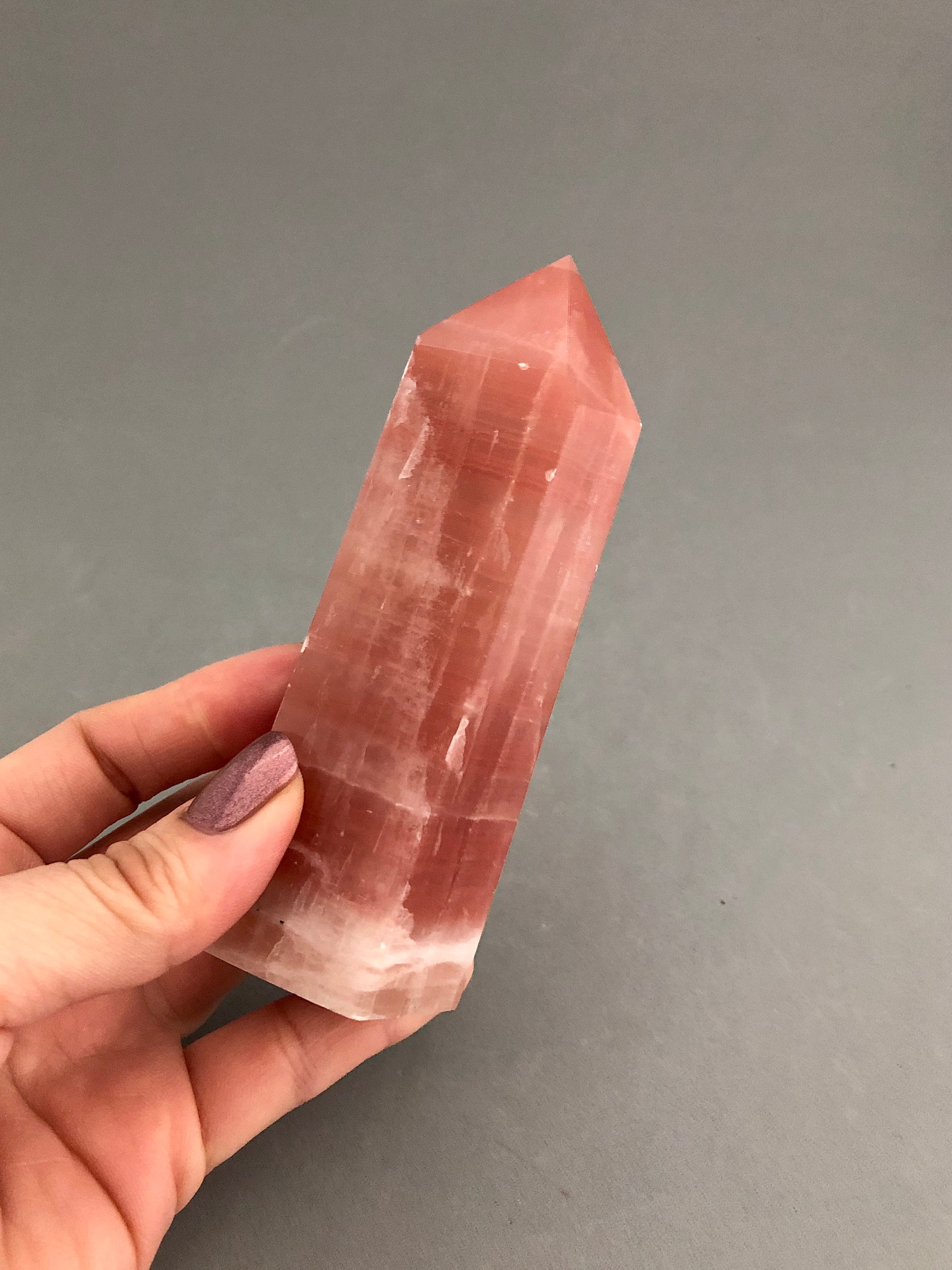 Pink Rose Calcite Crystal Point For Heart Chakra Work, Crystal Collection, Crystal Grids, Energy Practitioners, Positivity, Inner Peace