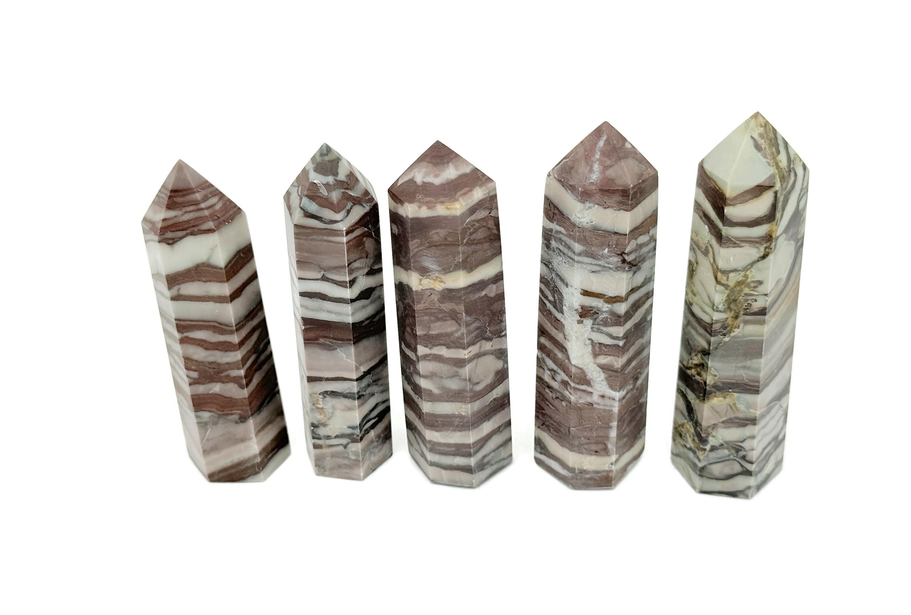 Red Zebra Calcite Obelisk Tower Stone - Gemstone Tower - Meditation Gemstone - Crystal Gifts - Home Crystal Decor - Tw1152