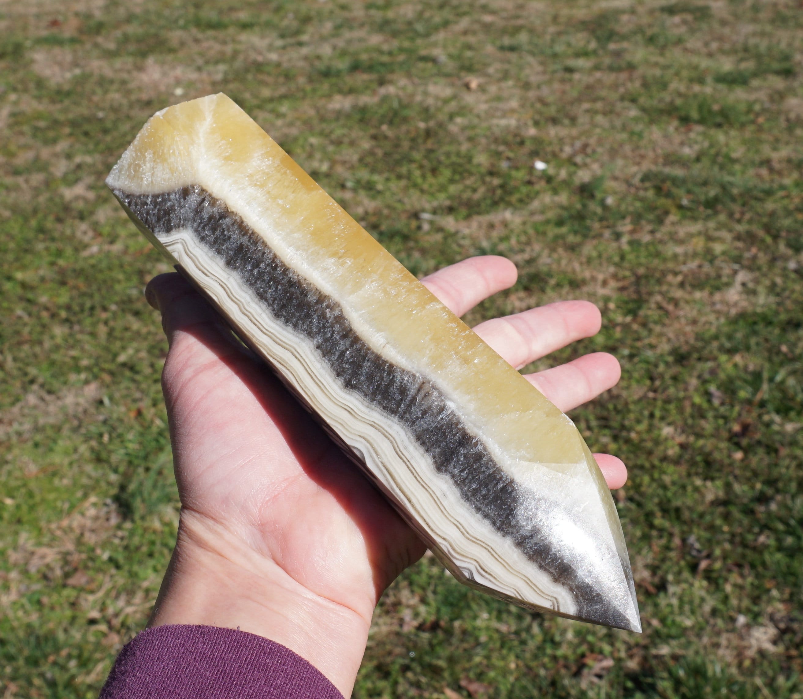 Zebra Calcite Crystal Tower (8.25" X 2" X 1.65" ~ 1 Pound, 12 Ounces)