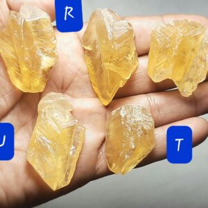 Natural Yellow Calcite Rough Gemstone: Unpolished Healing Crystals Slabs Slices Specimens Rock Chunk