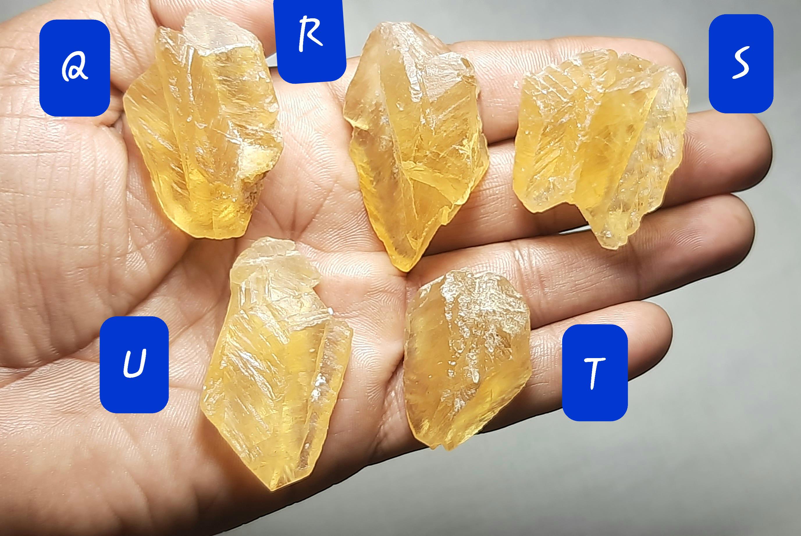 Natural Yellow Calcite Rough Gemstone: Unpolished Healing Crystals Slabs Slices Specimens Rock Chunk