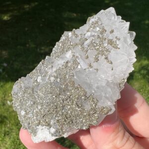 Pyrite Crystals On Quartz With Calcite, Moroccan Mineral Specimen #5