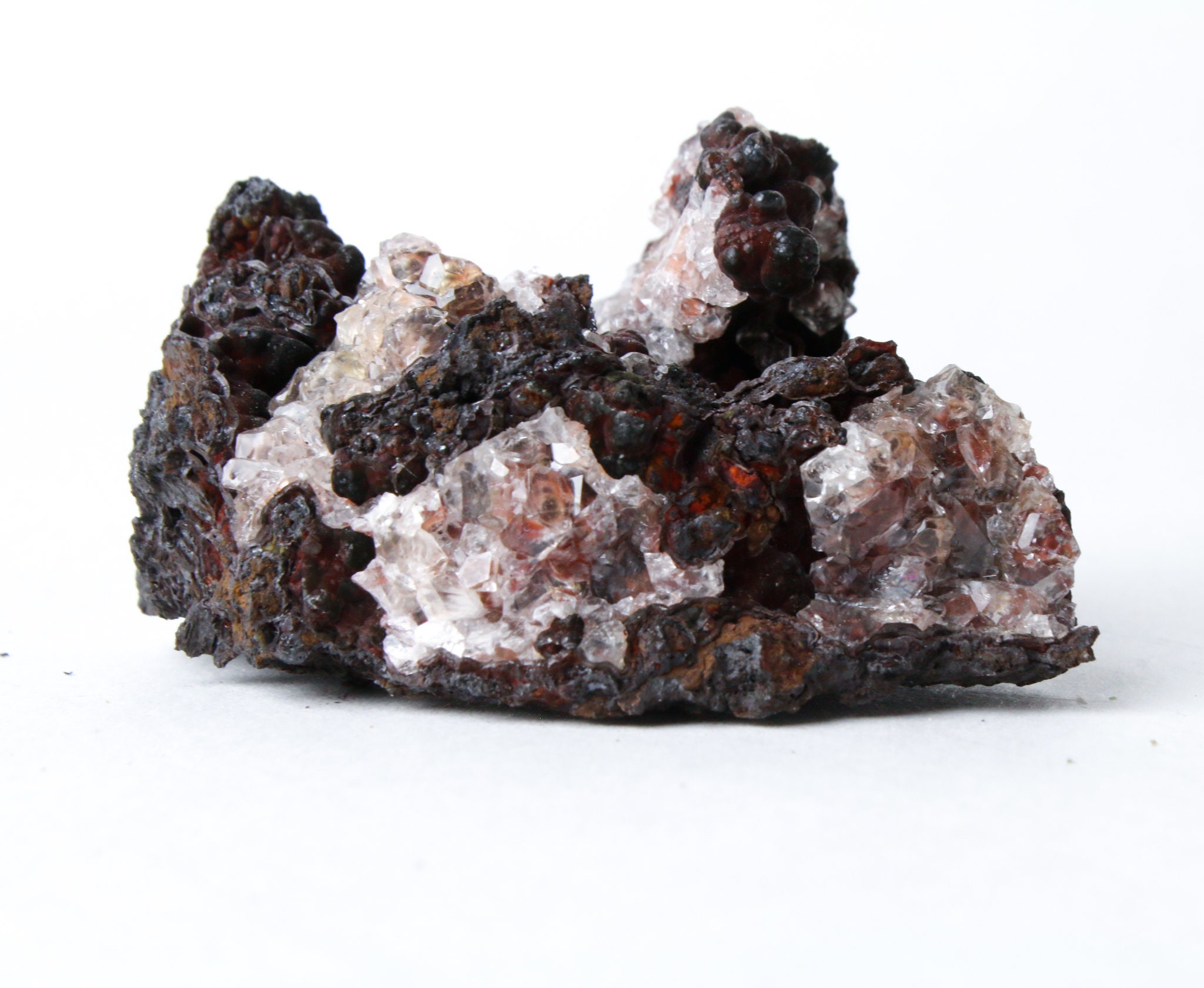 Red Calcite Goethite Iron Specimen From Mexico