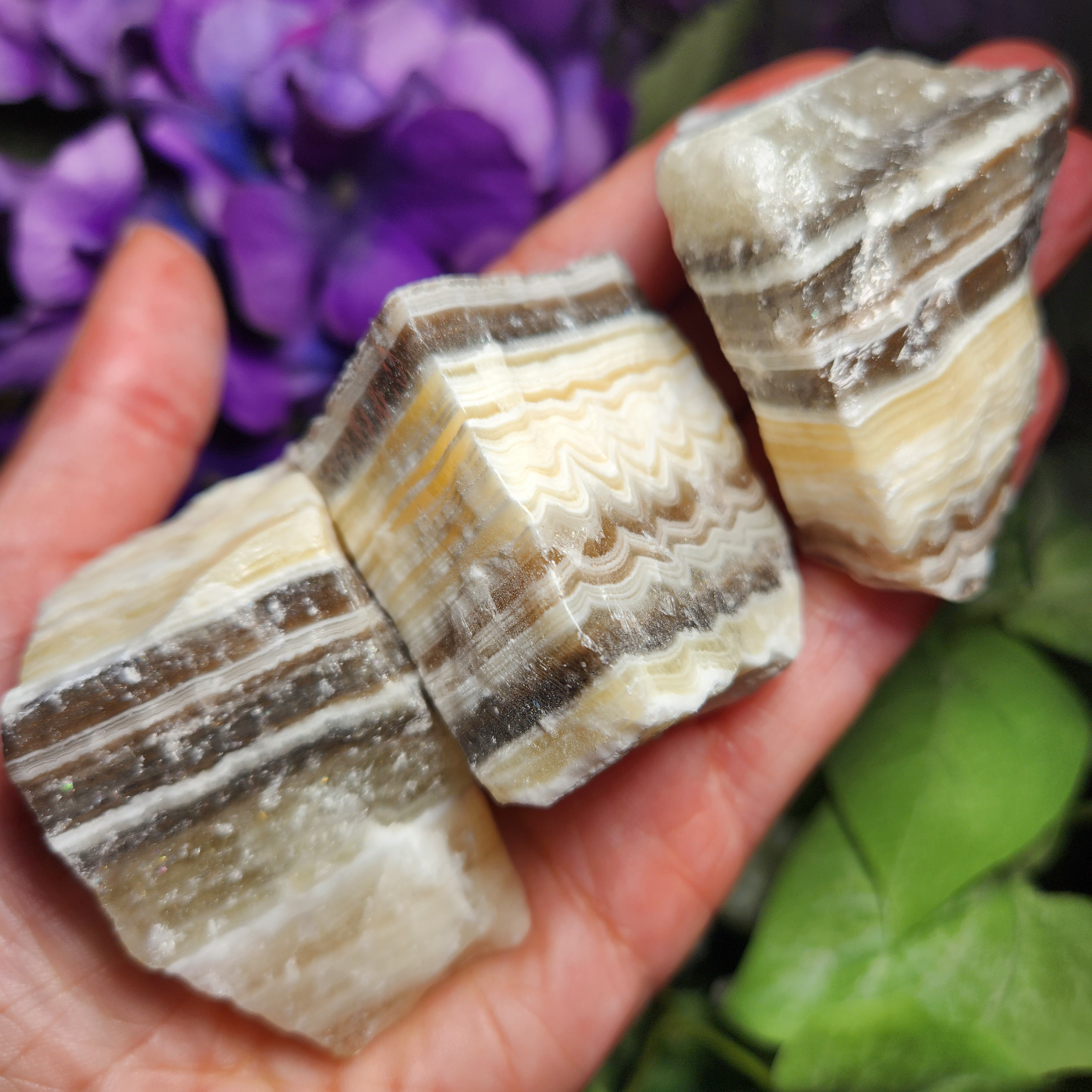 Zebra Calcite Crystal - Striped Calcite Specimen - Zebra Stone - Zebra Calcite - Black & White Calcite Crystal - Raw Calcite