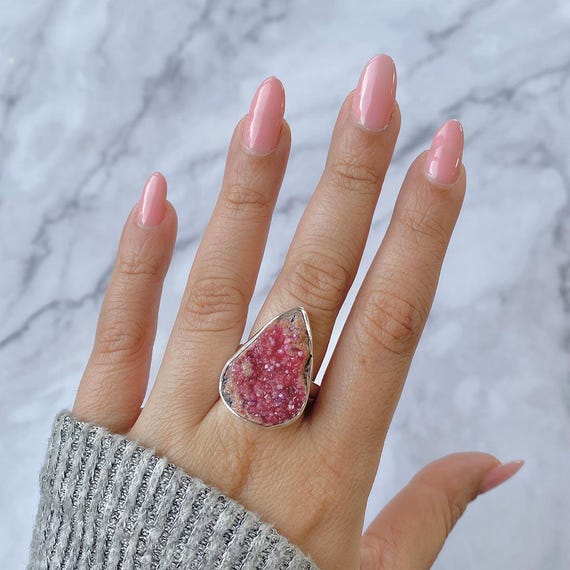 Cobalt Calcite Adjustable Ring / 925 Sterling Silver / Healing Gemstone / Gifts For Her / Fancy / Cobalt Calcite Statement Ring / Cbc-r-21.