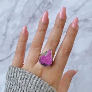 Cobalt Calcite Adjustable Ring / 925 Sterling Silver / Healing Gemstone / Gifts For Her / Fancy / Cobalt Calcite Statement Ring / Cbc-r-9. Cobalt Calcite Adjustable Ring / 925 Sterling Silver / Healing Gemstone / Gifts For Her / Fancy / Cobalt Calcite Statement Ring / Cbc-r-9.