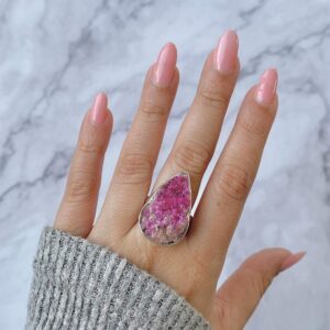 Cobalt Calcite Adjustable Ring / 925 Sterling Silver / Healing Gemstone / Gifts For Her / Fancy / Cobalt Calcite Statement Ring / Cbc-r-26. Cobalt Calcite Adjustable Ring / 925 Sterling Silver / Healing Gemstone / Gifts For Her / Fancy / Cobalt Calcite Statement Ring / Cbc-r-26.