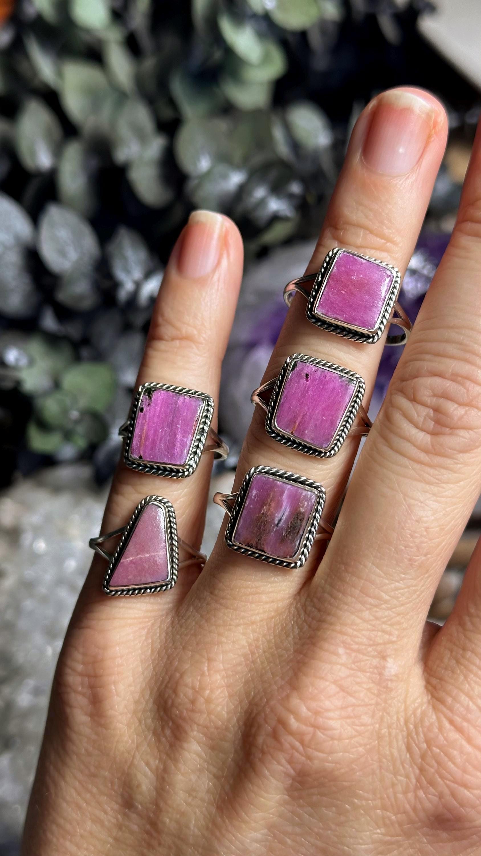 Pink Cobalto Calcite Ring, .925 Sterling Silver, Minimalist, Statement, Fitted