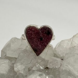 Pink Cobalto Calcite Crystal Heart Ring, Size 10 Pink Cobalto Calcite Crystal Heart Ring, Size 10