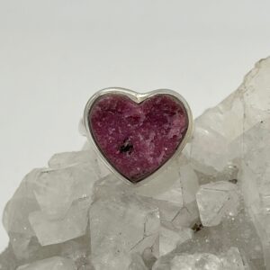 Pink Cobalto Calcite Crystal Heart Ring, Size 9 1/2 Pink Cobalto Calcite Crystal Heart Ring, Size 9 1/2