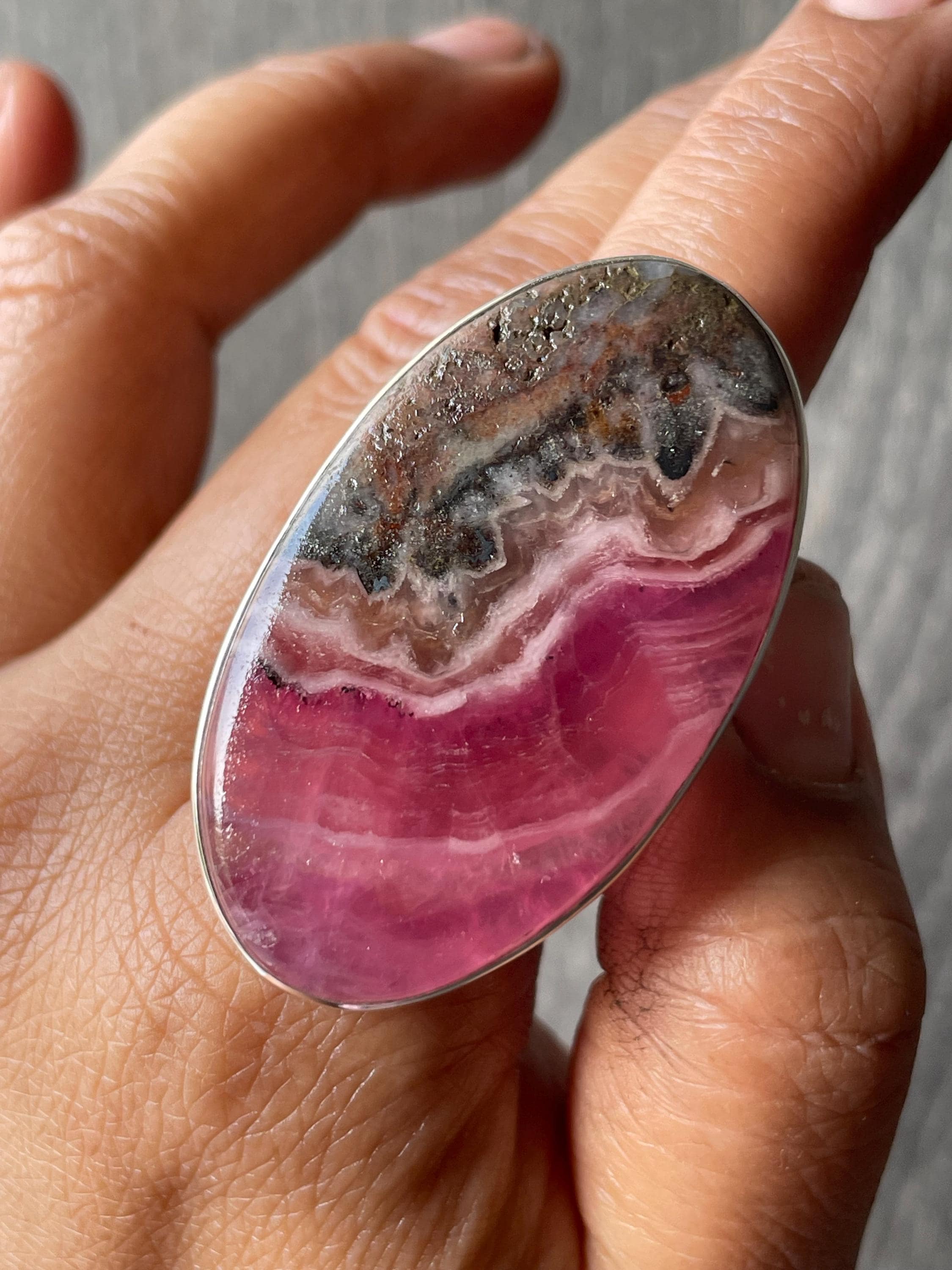 Rare Translucent Gemmy Cobaltoan Calcite Sterling Silver Ring Natural Handmade Genuine Gemstone Thanksgiving Gift