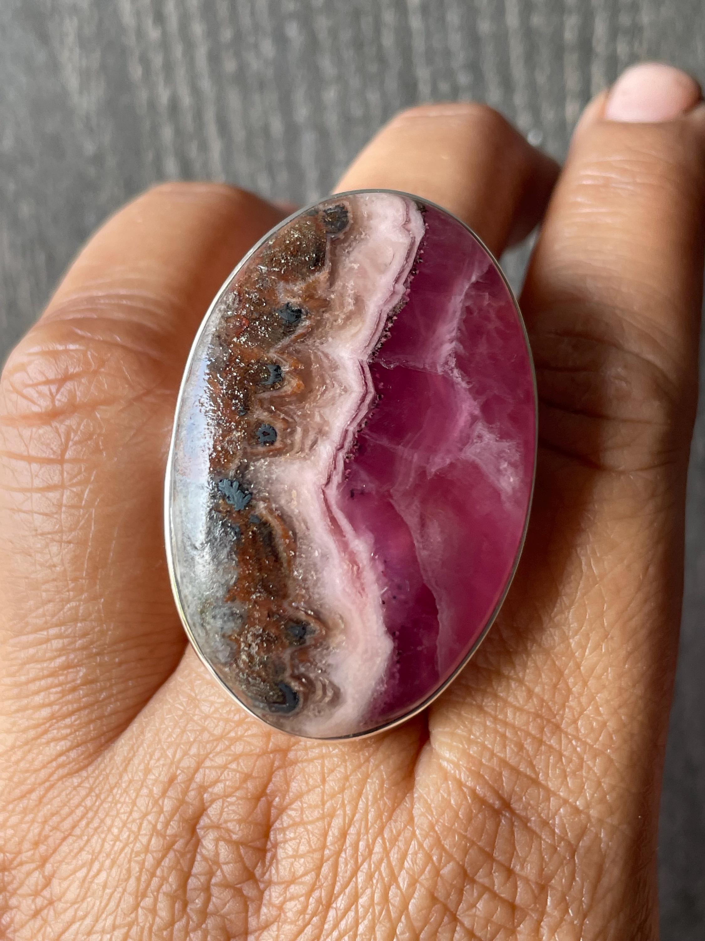 Translucent Gemmy Cobaltoan Calcite Sterling Silver Ring Natural Handmade Genuine Gemstone Thanksgiving Gift