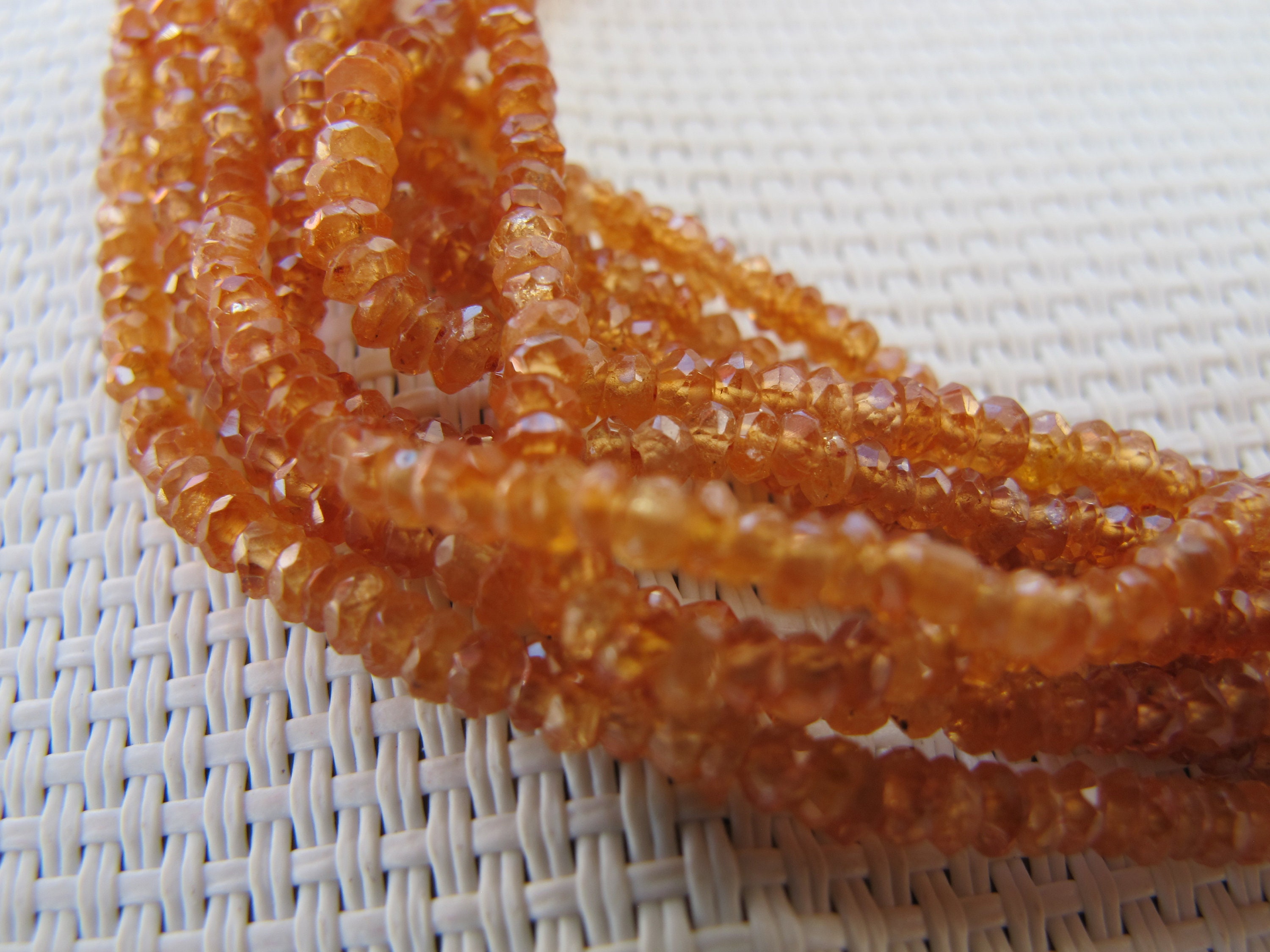 1-2mm Natural Orange Calcite Faceted Roundel Beads S355
