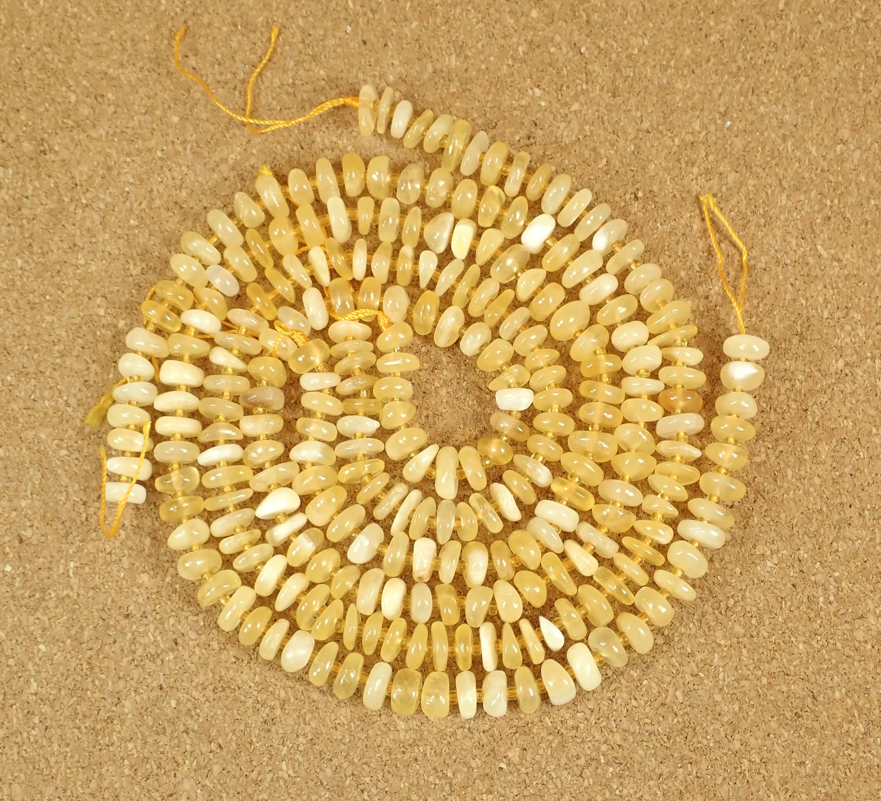 8mm Yellow Calcite Beads - Smooth Irregular Center Drilled Rondelle Beads For Jewelry Making And Crafts