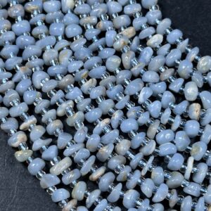 NATURAL Blue Calcite Gemstone Bead 5-6mm Freeform Rondelle Shape, Beautiful Natural Blue Color Calcite Loose Beads Full Strand 15.5"