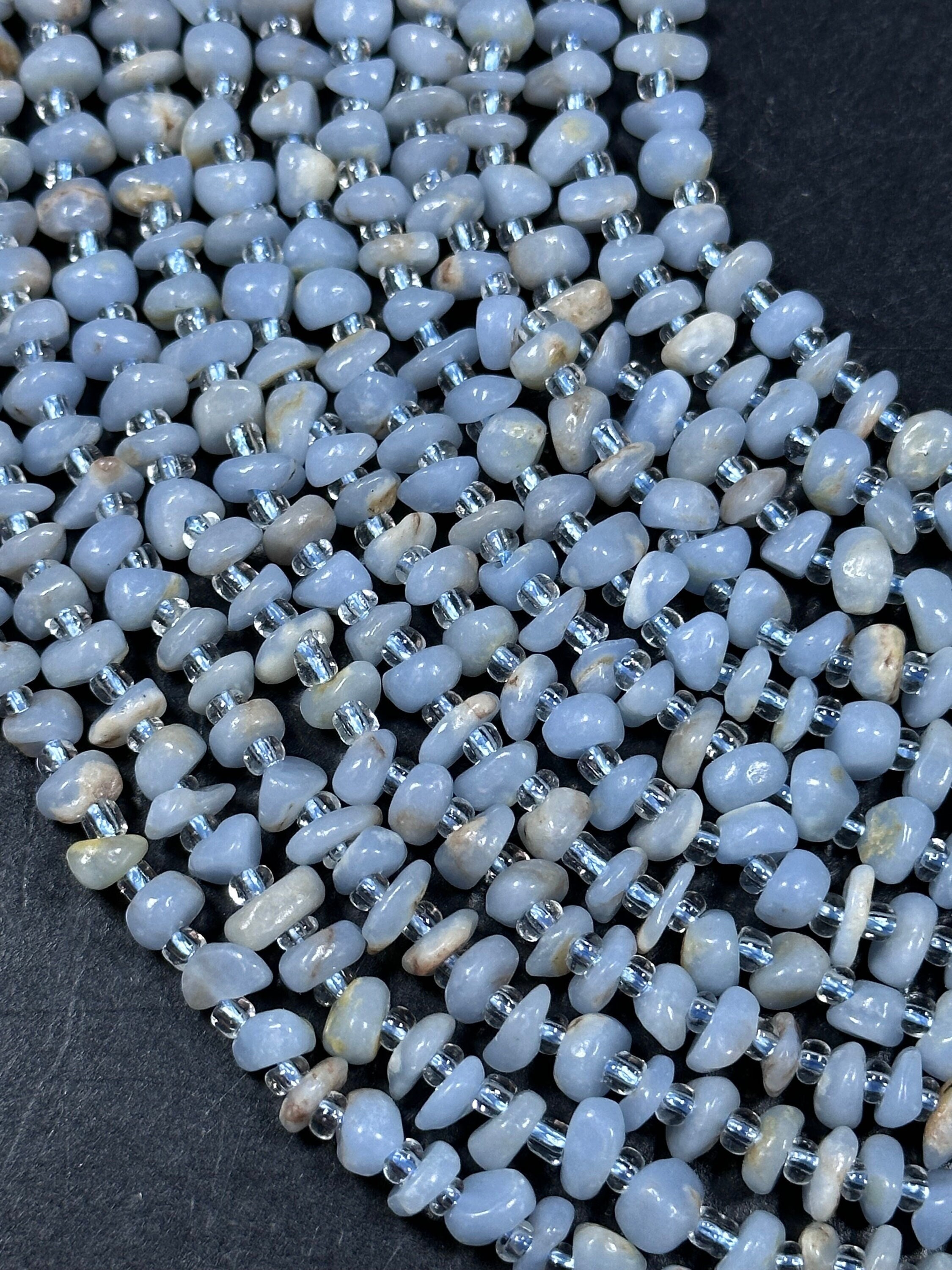 Natural Blue Calcite Gemstone Bead 5-6mm Freeform Rondelle Shape, Beautiful Natural Blue Color Calcite Loose Beads Full Strand 15.5"