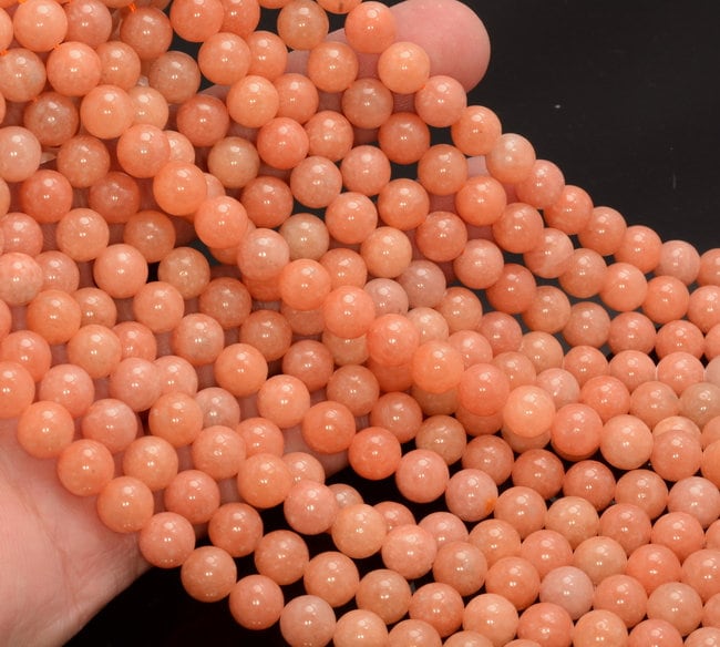 6mm Calcite Gemstone Orange Peach Grade Aaa Round Beads 7.5 Inch Half Strand (80007387 H-a259)