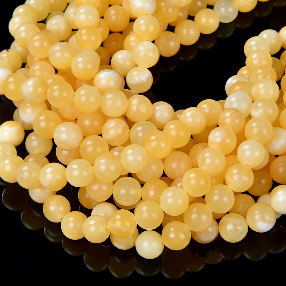 6mm Natural Rare Honey Calcite Gemstone Grade A Yellow Orange Smooth Round Loose Beads 15 Inch Full Strand (80007031-a235)