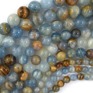 Aa Natural Argentina Lemurian Aquatine Calcite Round Beads 15.5 4mm 6mm 8mm 10mm