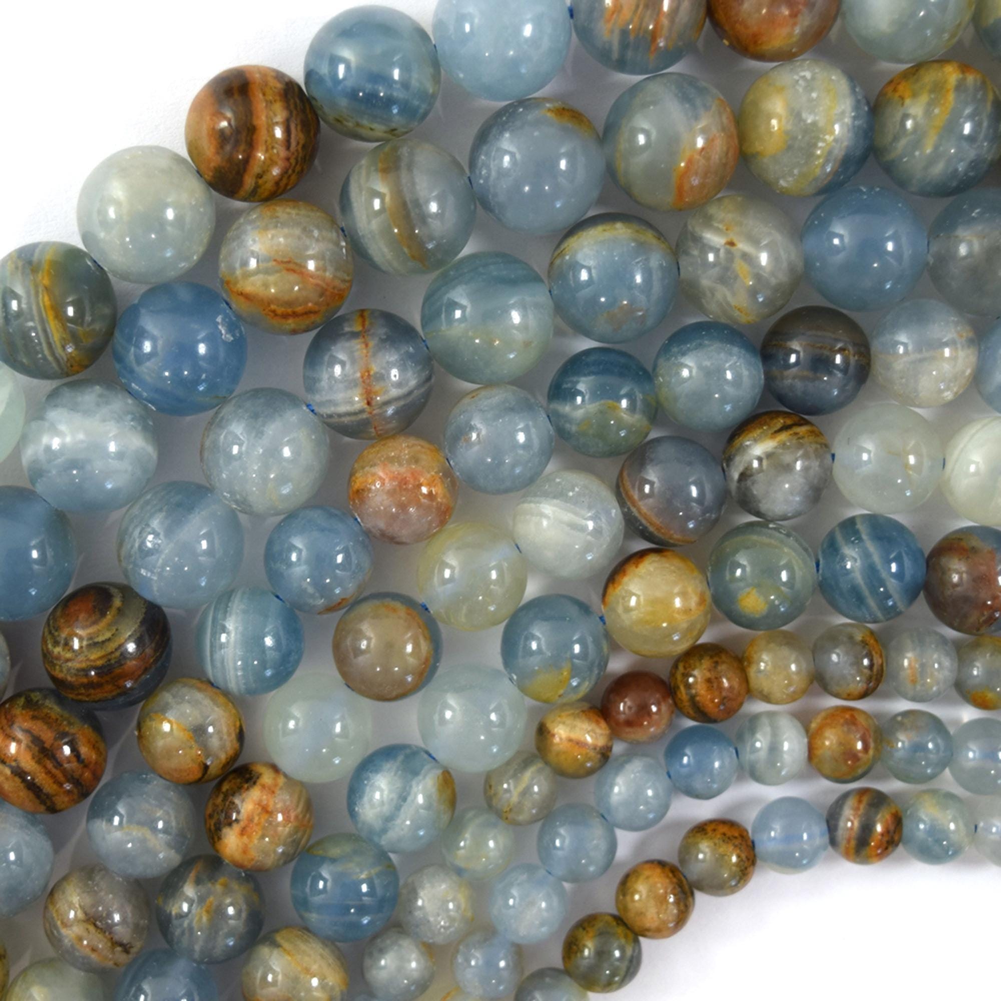 Aa Natural Argentina Lemurian Aquatine Calcite Round Beads 15.5 4mm 6mm 8mm 10mm