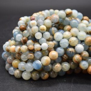 Blue Aquatine Lemurian Calcite Round Beads - 6mm, 8mm, 10mm Sizes - 14" Strand - Natural Gemstone Beads For Jewellery Making