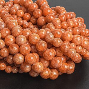 Genuine Natural Calcite Gemstone Beads 6MM 8MM 9-10MM Orange Round AA Quality Loose Beads
