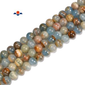 Lemurian Aquatine Calcite Smooth Round Beads 6mm 8mm 10mm 12mm 15.5'' Strand