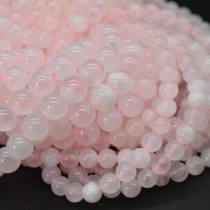 Pale Pink Mangano Calcite Round Beads - 6mm, 8mm, 10mm Sizes - 15" Strand - Natural Gemstone Beads For Jewellery Making | Crystal Beads
