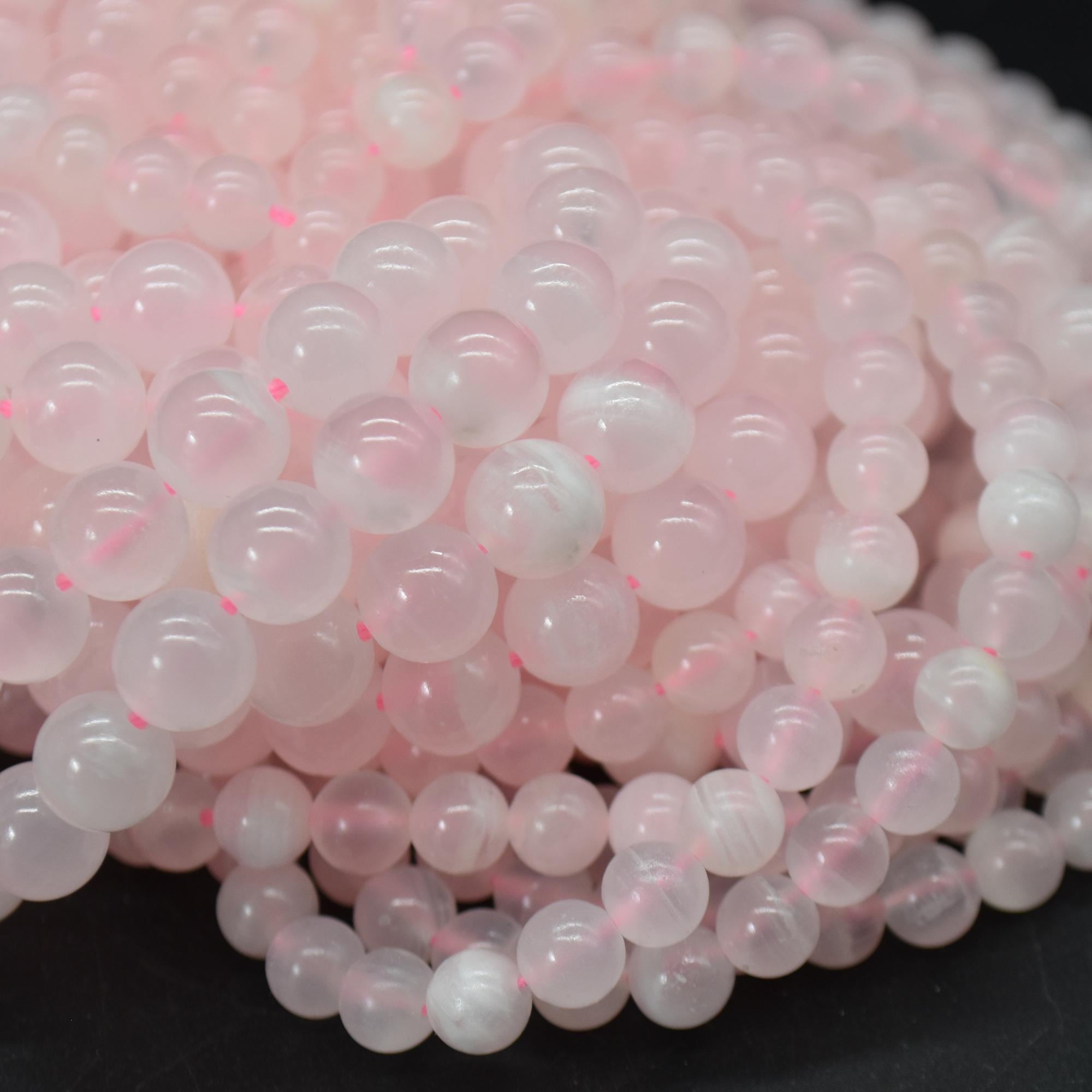 Pale Pink Mangano Calcite Round Beads - 6mm, 8mm, 10mm Sizes - 15" Strand - Natural Gemstone Beads For Jewellery Making | Crystal Beads