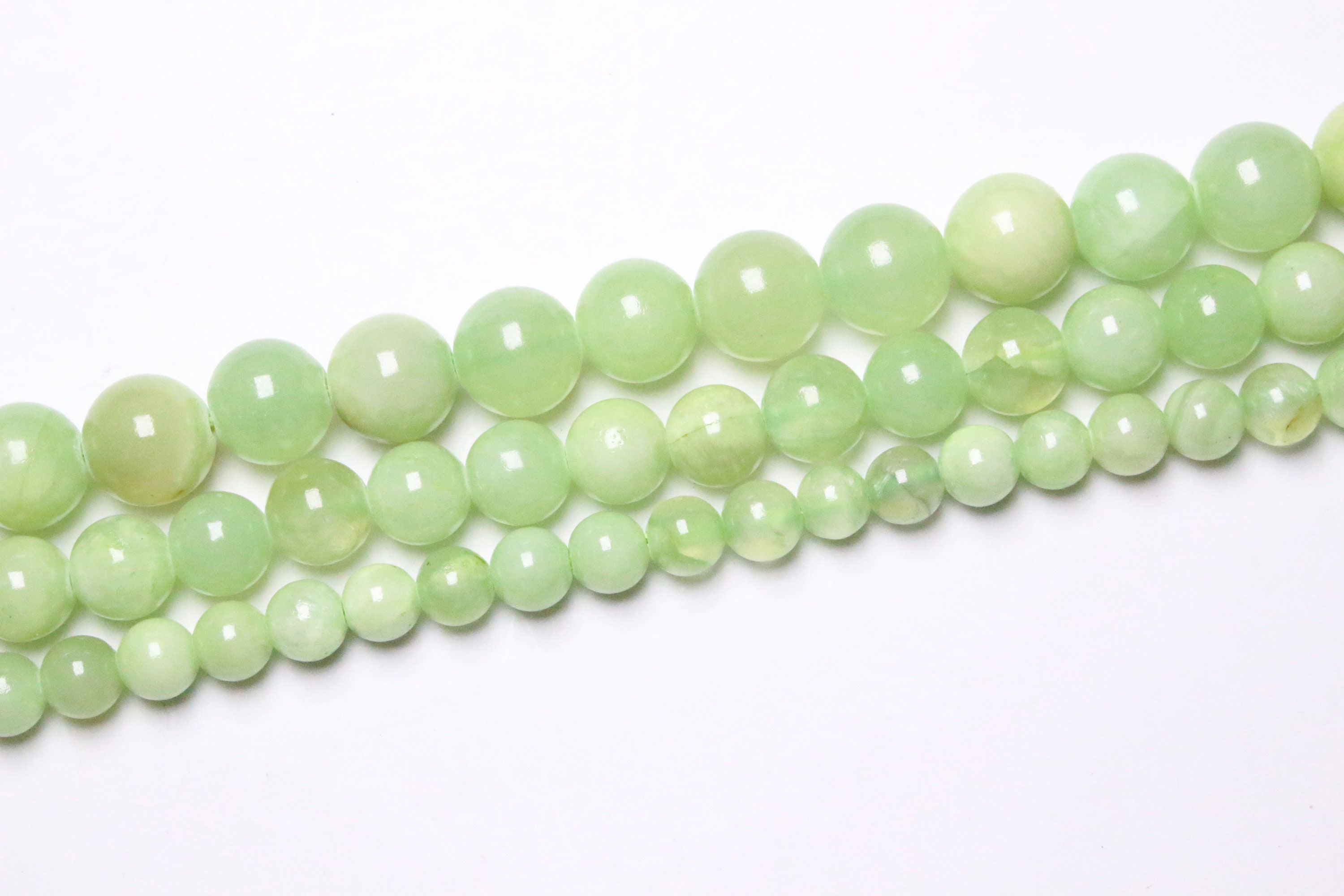 Perle Calcite Verte 63 Perles Naturelles En 6mm 8mm(48) 10mm (38) 12mm (32) En Pierre Naturelle Ronde Lisse Semi-précieuse